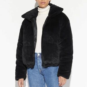 Apparis Billie Faux Fur Puffer Jacket in Black